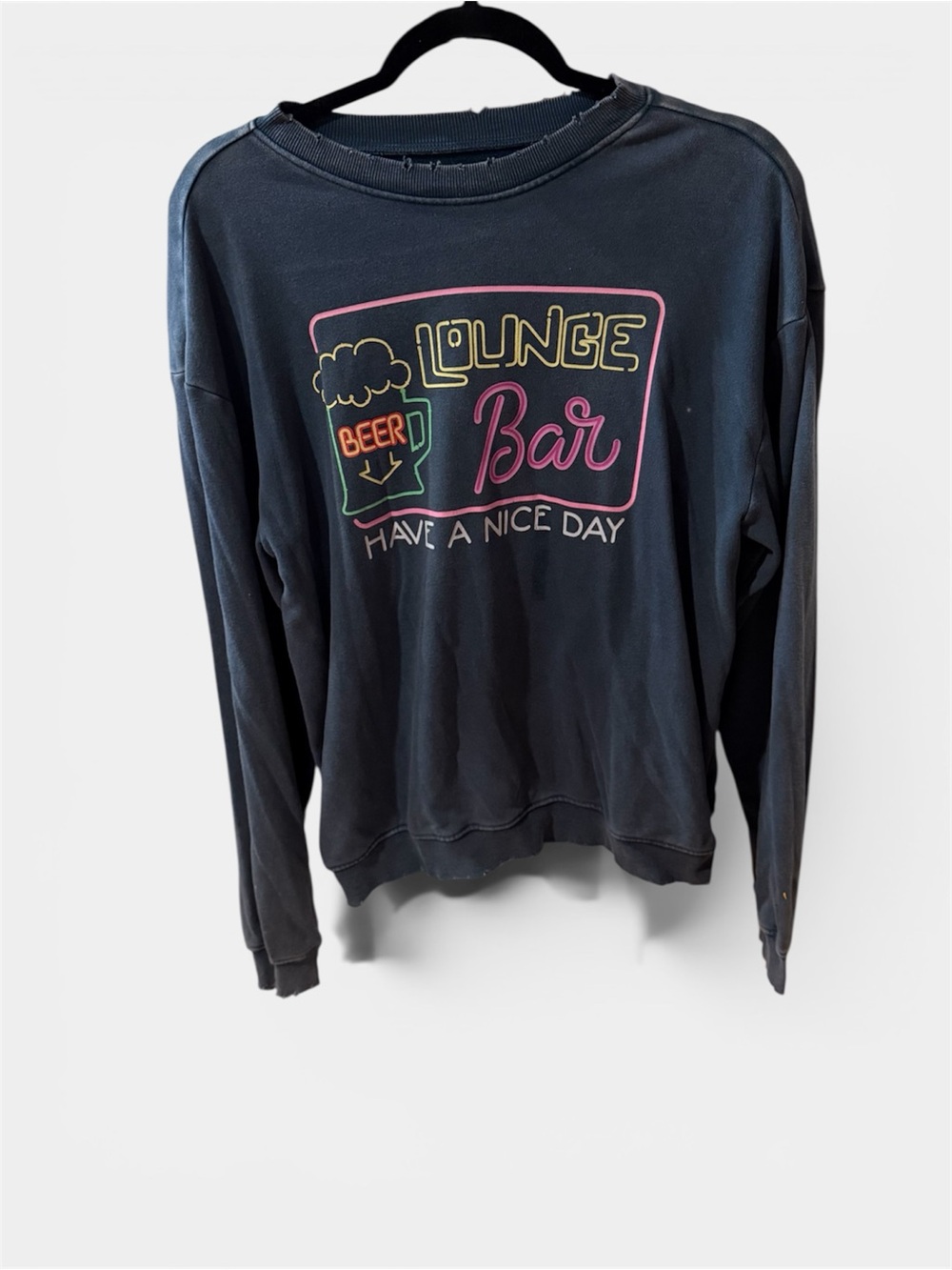 Buckle Moolish Rebel Lounge Bar Graphic Sweatshirt Blue Small NWOT